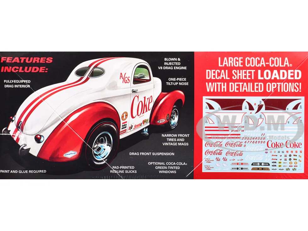 Skill 2 Model Kit 1940 Willys Coupe "Coca-Cola Race Team" 1/25 Scale Model by AMT