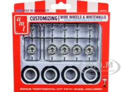 Skill 2 Model Kit Wire Wheels Whitewall Tires Set 5 Pieces 1/25 Scale Models AMT AMTPP033