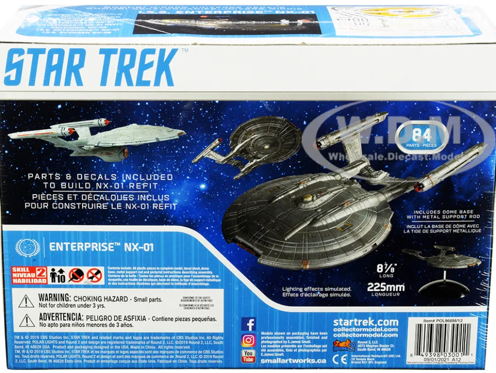 Skill 2 Snap Model Kit Enterprise NX-01 Starship Star Trek Enterprise 2001-2005 TV Series 1/1000 Scale Model Polar Lights POL966M