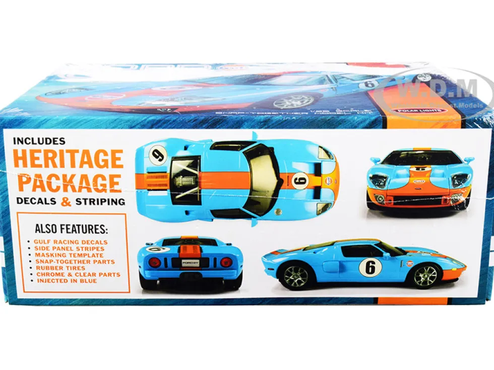 Skill 2 Snap Model Kit 2006 Ford GT Gulf Oil 1/25 Scale Model Polar Lights POL955