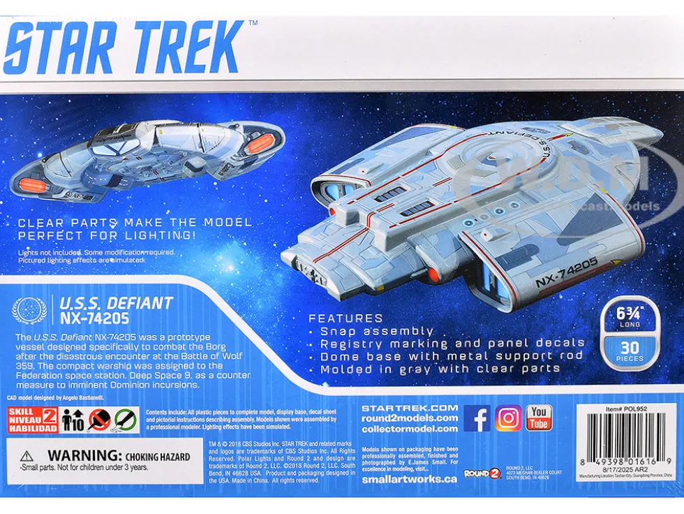 Skill 2 Snap Model Kit USS Defiant NX-74205 Starship "Star Trek: Deep Space Nine" (1993-1999) TV Series 1/1000 Scale Model by Polar Lights