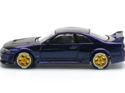 Skyline GT-R (R33) RHD (Right Hand Drive) Midnight Purple Metallic with Carbon Hood 1/64 Diecast Model Car by Pop Race