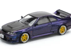 Skyline GT-R (R33) RHD (Right Hand Drive) Midnight Purple Metallic with Carbon Hood 1/64 Diecast Model Car by Pop Race