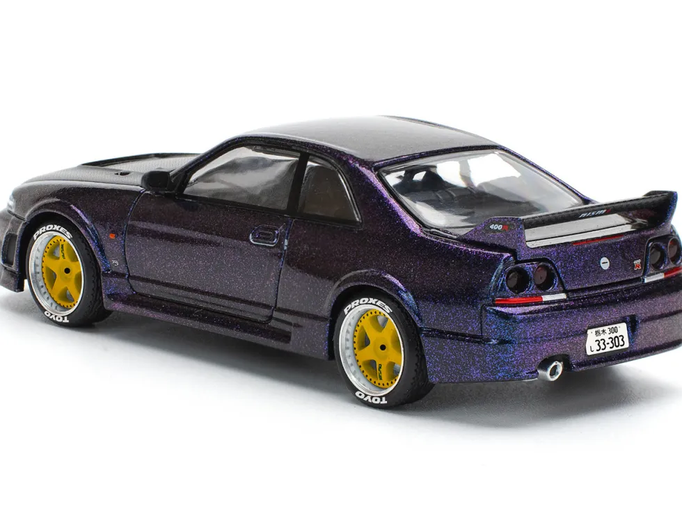 Skyline GT-R (R33) RHD (Right Hand Drive) Midnight Purple Metallic with Carbon Hood 1/64 Diecast Model Car by Pop Race
