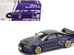 Skyline GT-R (R33) RHD (Right Hand Drive) Midnight Purple Metallic with Carbon Hood 1/64 Diecast Model Car by Pop Race