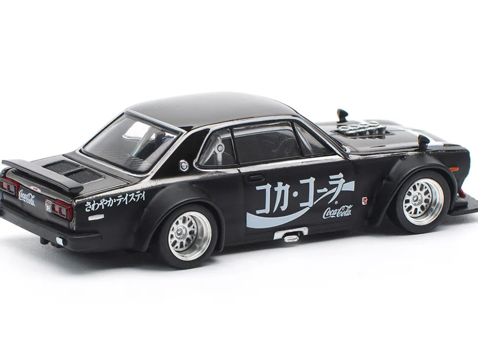 Skyline GT-R V8 Drift "Hakosuka" RHD (Right Hand Drive) "Coca-Cola" Black 1/64 Diecast Model Car by Pop Race