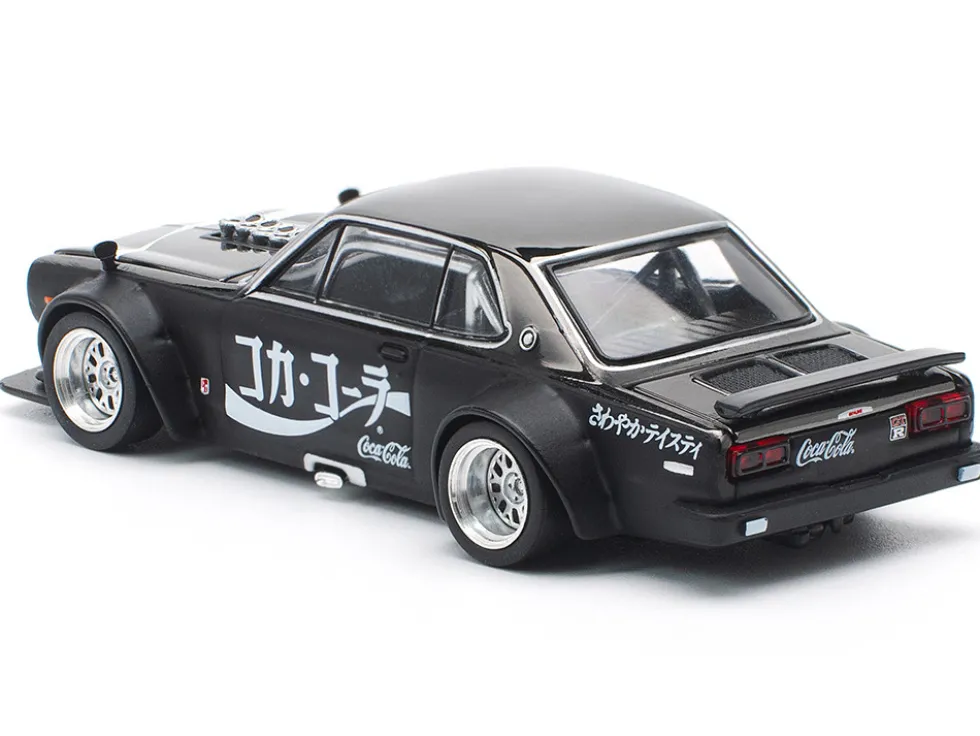 Skyline GT-R V8 Drift "Hakosuka" RHD (Right Hand Drive) "Coca-Cola" Black 1/64 Diecast Model Car by Pop Race