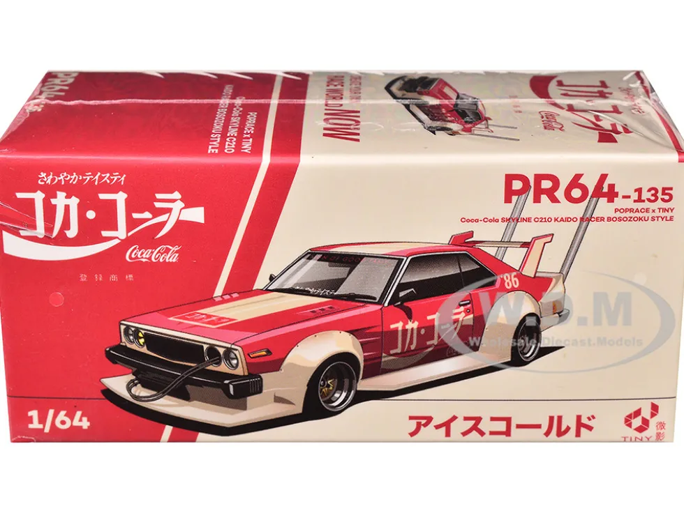 Skyline GT-R V8 Drift "Hakosuka" RHD (Right Hand Drive) "Coca-Cola (Japan)" Red and Cream 1/64 Diecast Model Car by Pop Race