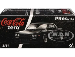 Skyline GT-R V8 Drift "Hakosuka" RHD (Right Hand Drive) "Coca-Cola Zero" Dark Chrome and Black 1/64 Diecast Model Car by Pop Race