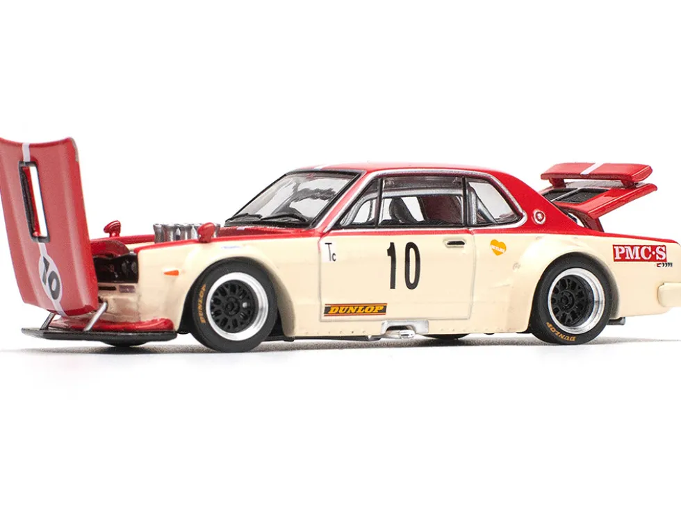 Skyline GT-R V8 Drift "Hakosuka" RHD (Right Hand Drive) #10 "Watanabe" Red and Cream 1/64 Diecast Model Car by Pop Race