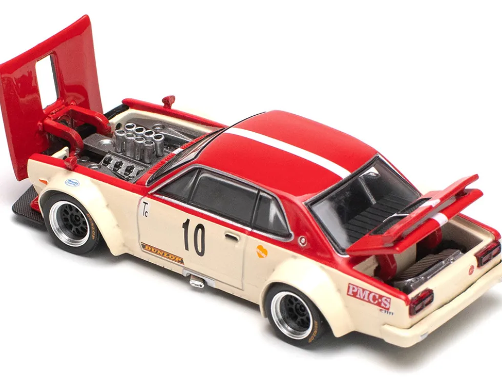 Skyline GT-R V8 Drift "Hakosuka" RHD (Right Hand Drive) #10 "Watanabe" Red and Cream 1/64 Diecast Model Car by Pop Race