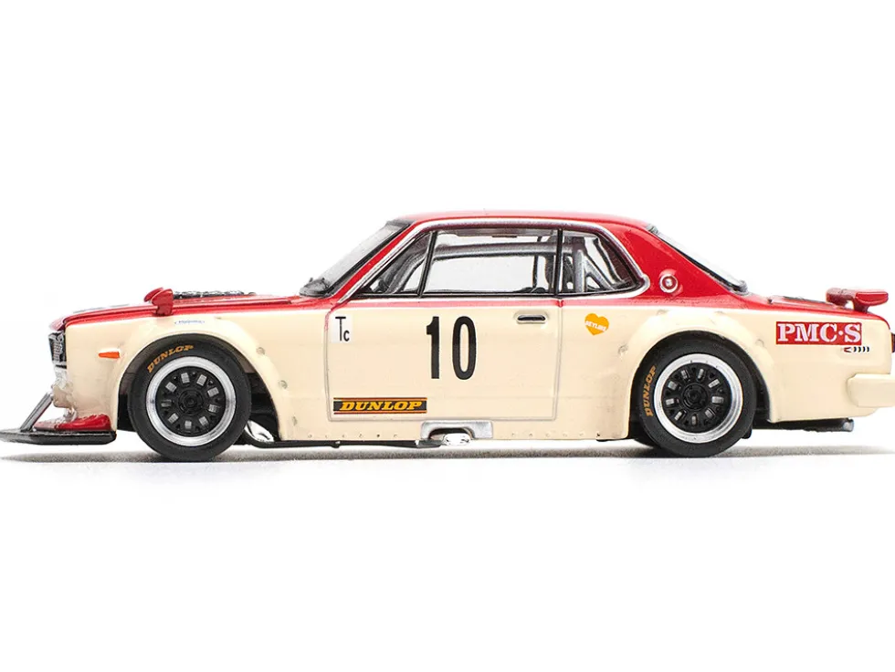 Skyline GT-R V8 Drift "Hakosuka" RHD (Right Hand Drive) #10 "Watanabe" Red and Cream 1/64 Diecast Model Car by Pop Race