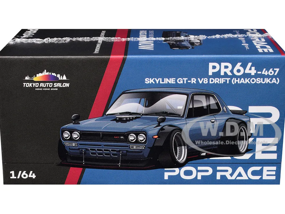 Skyline GT-R V8 Drift "Hakosuka" RHD (Right Hand Drive) Gray "Tokyo Auto Salon Hong Kong 2025" Special Edition 1/64 Diecast Model Car by Pop Race