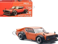 Skyline GT-R V8 Drift "Kenmeri" RHD (Right Hand Drive) Orange Metallic 1/64 Diecast Model Car by Pop Race