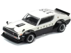 Skyline KPGC110 "Kenmeri" RHD (Right Hand Drive) "Japan National Police Agency Livery" Black and White 1/64 Diecast Model Car by Pop Race