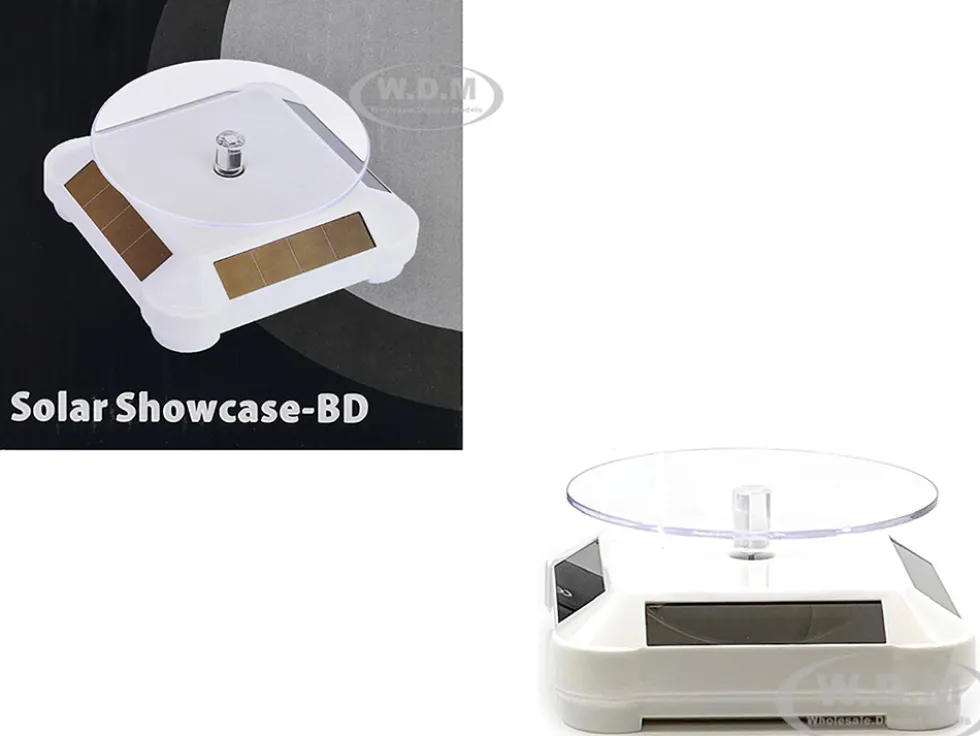 3 5 Solar Rotating Display Stand with White Base for 1/64 Scale Model Cars 002-WH