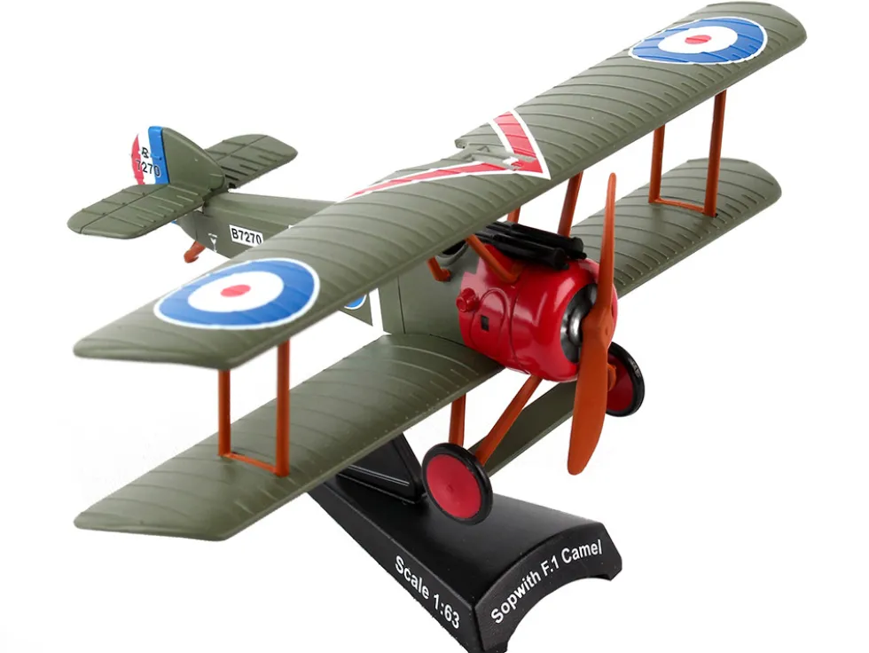 Sopwith FI Camel Fighter Aircraft Captain Arthur Roy Brown Royal Air Force 1/63 Diecast Model Airplane Postage Stamp PS5350-2