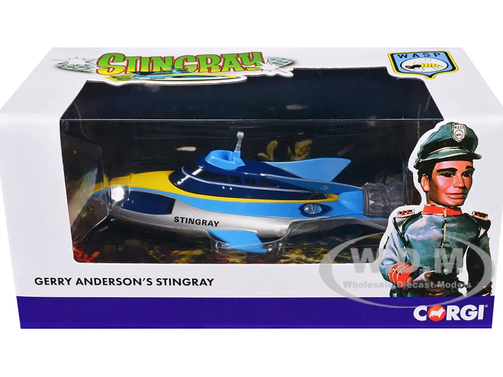Stingray Submarine Blue and Silver with Yellow Stripes "Gerry Anderson's Stingray" (1964) TV Series Diecast Model by Corgi