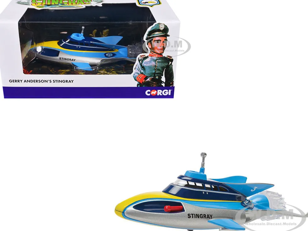 Stingray Submarine Blue and Silver with Yellow Stripes "Gerry Anderson's Stingray" (1964) TV Series Diecast Model by Corgi