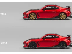 Subaru BRZ Varis Arising-1 RHD (Right Hand Drive) Red Metallic with Carbon Hood and Top and Extra Wheels 1/64 Diecast Model Car by CM Model
