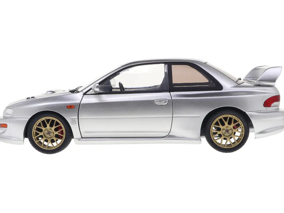 1998 Subaru Impreza 22B RHD (Right Hand Drive) Silver Metallic with Gold Wheels 1/18 Diecast Model Car by Solido