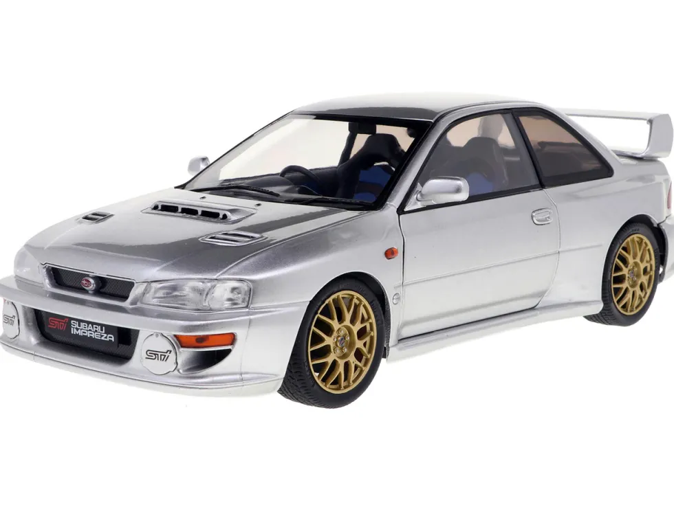 1998 Subaru Impreza 22B RHD (Right Hand Drive) Silver Metallic with Gold Wheels 1/18 Diecast Model Car by Solido