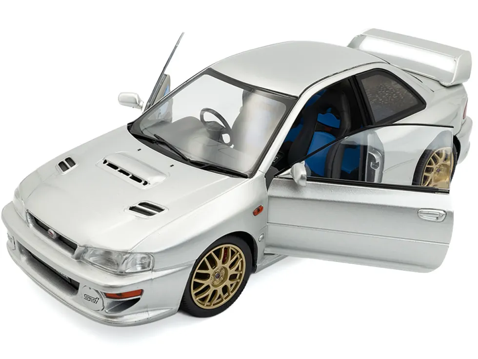 1998 Subaru Impreza 22B RHD (Right Hand Drive) Silver Metallic with Gold Wheels 1/18 Diecast Model Car by Solido