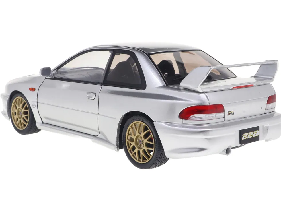 1998 Subaru Impreza 22B RHD (Right Hand Drive) Silver Metallic with Gold Wheels 1/18 Diecast Model Car by Solido