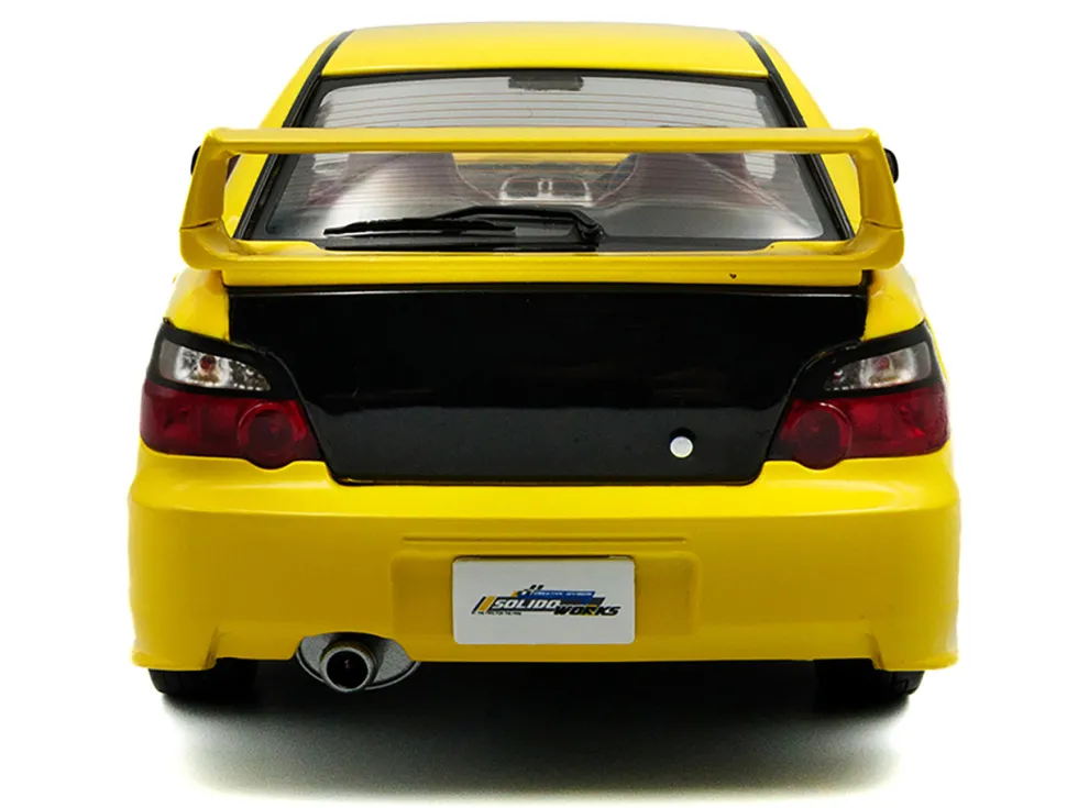 2003 Subaru Impreza WRX STI RHD (Right Hand Drive) Yellow with Carbon Hood 1/18 Diecast Model Car by Solido