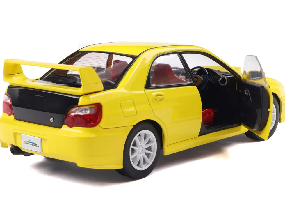 2003 Subaru Impreza WRX STI RHD (Right Hand Drive) Yellow with Carbon Hood 1/18 Diecast Model Car by Solido