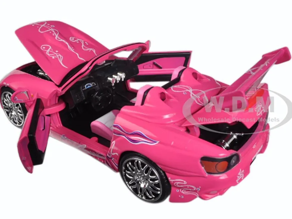 Suki's 2001 Honda S2000 Convertible Pink with Graphics "25 Years of Fast & Furious" "2 Fast 2 Furious" (2003) Movie 1/24 Diecast Model Car by Jada