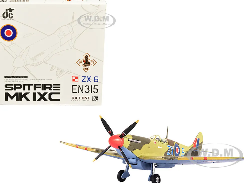 Supermarine Spitfire MK IXC Fighter Aircraft Royal Air Force Ldr Stanislav Skalsk Polish Combat Team North Africa 1943 1/72 Diecast Model JC Wings JCW-72-SPF-003