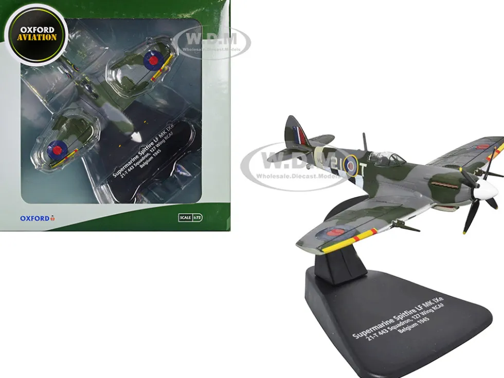 Supermarine Spitfire Mk IXE Fighter Aircraft 21 T 443 Squadron 127 Wing Belgium 1945 Royal Canadian Air Force Oxford Aviation Series 1/72 Diecast Model Airplane Oxford Diecast AC098