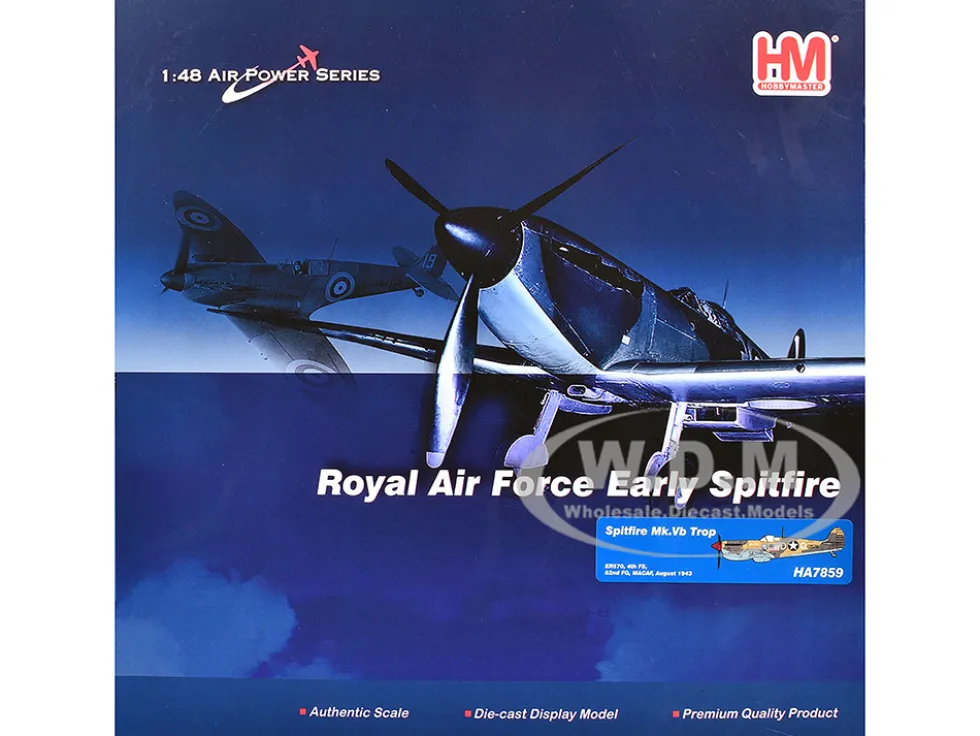 Supermarine Spitfire Mk.Vb Trop Fighter Aircraft "ER570, 4th Fighter Squadron, 52nd Fighter Group" (1943) Mediterranean Allied Coastal Air Force "Air Power Series" 1/48 Diecast Model by Hobby Master