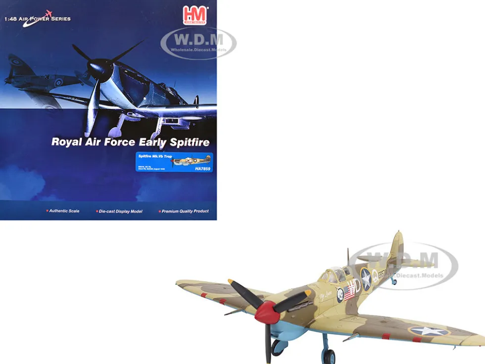 Supermarine Spitfire Mk.Vb Trop Fighter Aircraft "ER570, 4th Fighter Squadron, 52nd Fighter Group" (1943) Mediterranean Allied Coastal Air Force "Air Power Series" 1/48 Diecast Model by Hobby Master