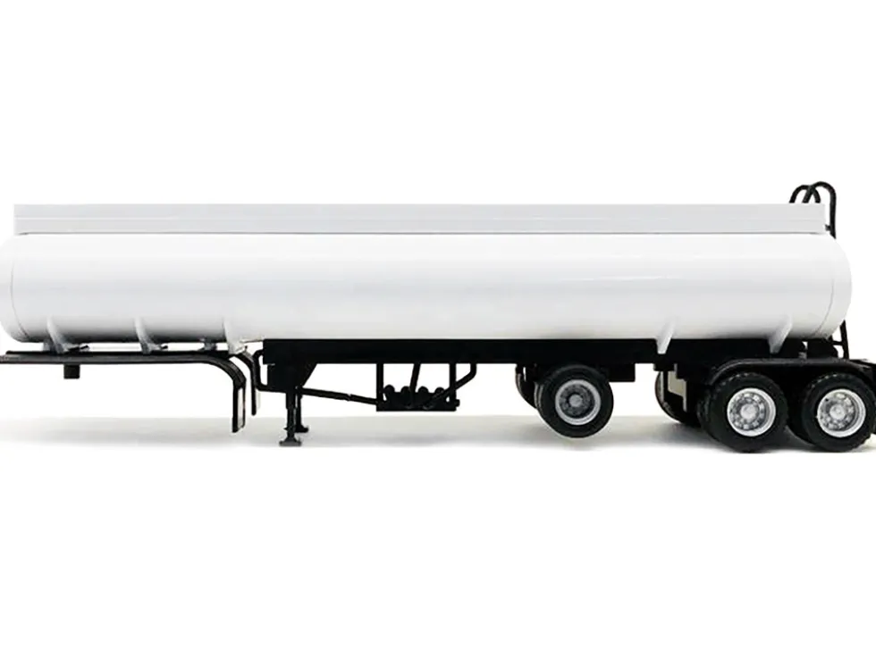 Tag-Axle Elliptical Tanker Trailer White 1/87 (HO) Plastic Model by Promotex