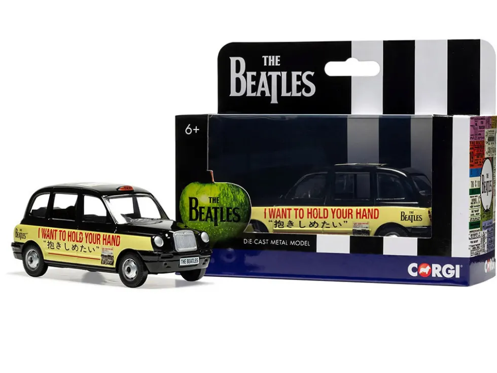 The Beatles London Taxi RHD (Right Hand Drive) "I Want To Hold Your Hand" Black and Cream with Graphics Diecast Model Car by Corgi