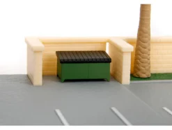 Toretto Cafe Diorama with Mitsubishi Eclipse Green and Ford F-150 SVT Lightning Red 