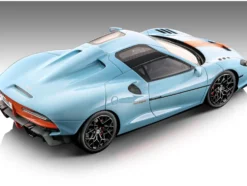 2021 Touring Superleggera Arese RH95 Light Blue with Orange Stripes Gulf Livery Mythos Series Limited Edition to 65 pieces Worldwide 1/18 Model Car Tecnomodel TM18-268C