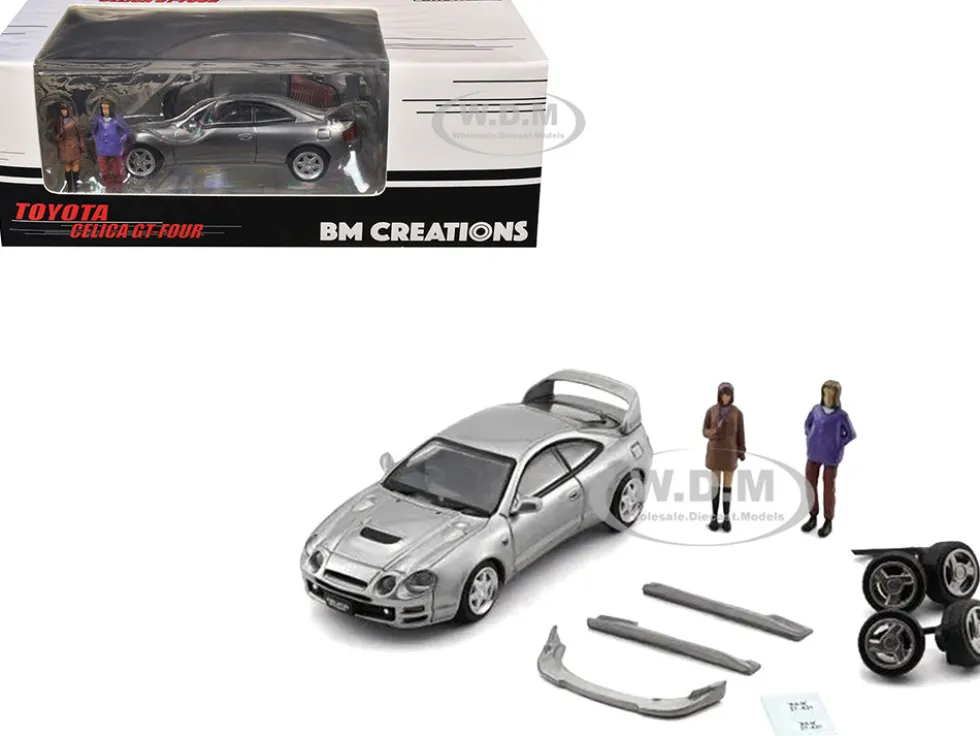 Toyota Celica GT-Four RHD (Right Hand Drive) ID Silver Metallic with 2 Figures and Accessories 1/64 Diecast Model Car by BM Creations