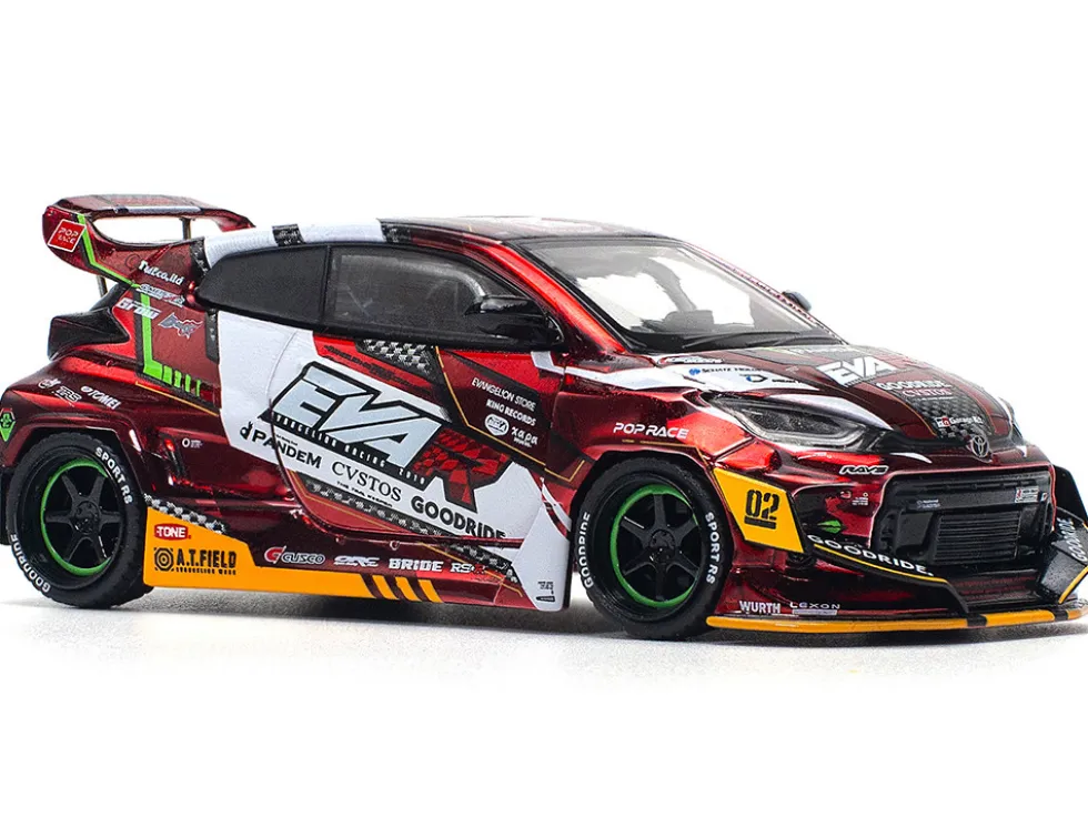 Toyota Goodride GR Yaris RHD (Right Hand Drive) "EVA RT Production Model-02" Red Metallic with Graphics 1/64 Diecast Model Car by Pop Race