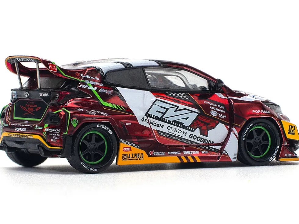 Toyota Goodride GR Yaris RHD (Right Hand Drive) "EVA RT Production Model-02" Red Metallic with Graphics 1/64 Diecast Model Car by Pop Race