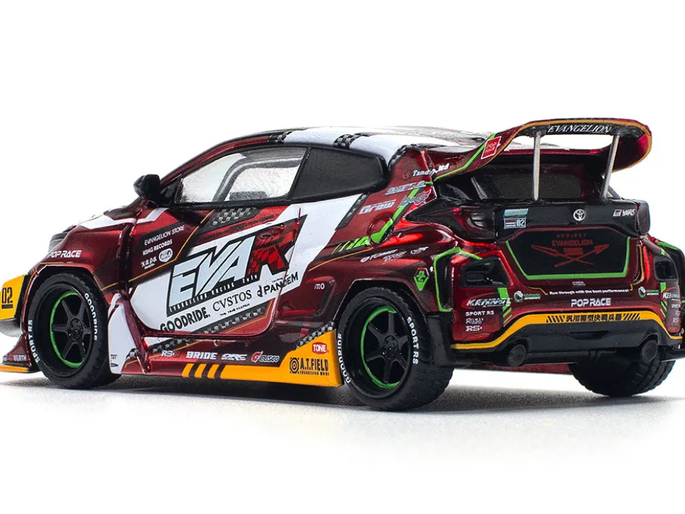 Toyota Goodride GR Yaris RHD (Right Hand Drive) "EVA RT Production Model-02" Red Metallic with Graphics 1/64 Diecast Model Car by Pop Race