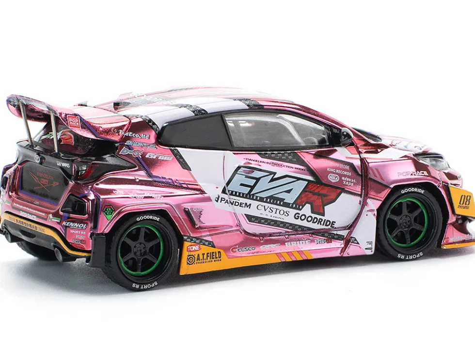 Toyota Goodride GR Yaris RHD (Right Hand Drive) "EVA RT Production Model-08" Pink Metallic with Graphics 1/64 Diecast Model Car by Pop Race