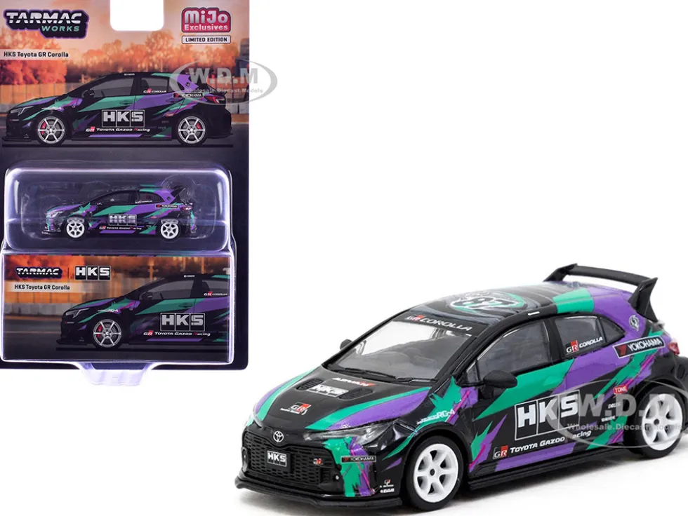 Toyota GR Corolla RHD (Right Hand Drive) "HKS" Black with Graphics "Global64" Series 1/64 Diecast Model by Tarmac Works