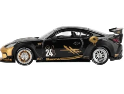 Toyota GR86 "LB-Nation - Liberty Walk" #24 Black with Carbon Hood and Gold Graphics Limited Edition 1/64 Diecast Model Car by Mini GT