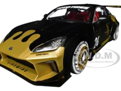 2024 Toyota GR86 Liberty Walk Body Kit RHD (Right Hand Drive) #24 Black with Gold Graphics 1/18 Diecast Model Car by Solido