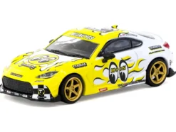Toyota GR86 RHD (Right Hand Drive) "MoonEyes" White with Yellow Flames and Graphics "Global64" Series 1/64 Diecast Model by Tarmac Works