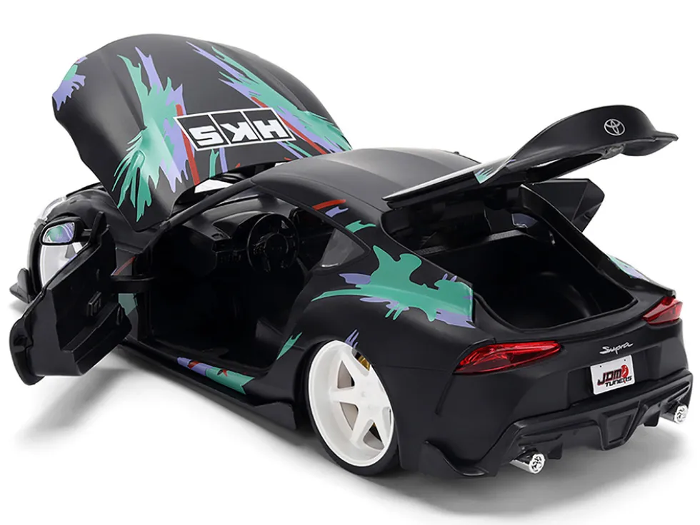 2020 Toyota GR Supra "HKS" Matt Black with Graphics "JDM Tuners" Series 1/24 Diecast Model Car by Jada