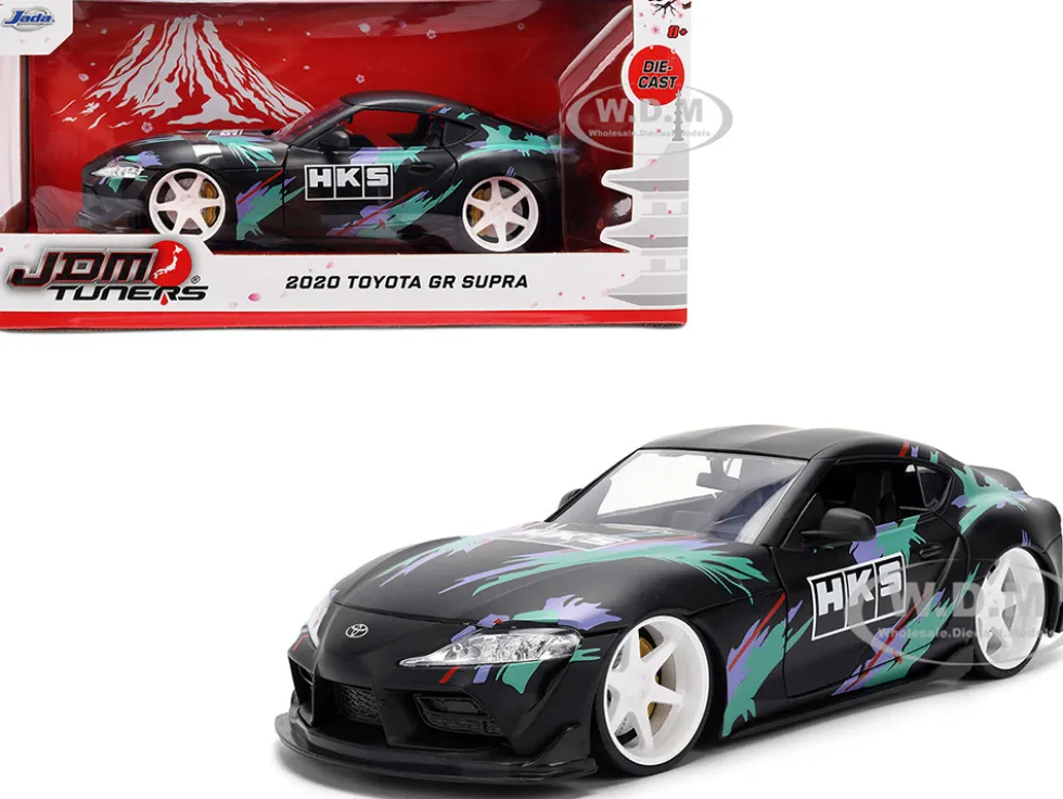 2020 Toyota GR Supra "HKS" Matt Black with Graphics "JDM Tuners" Series 1/24 Diecast Model Car by Jada